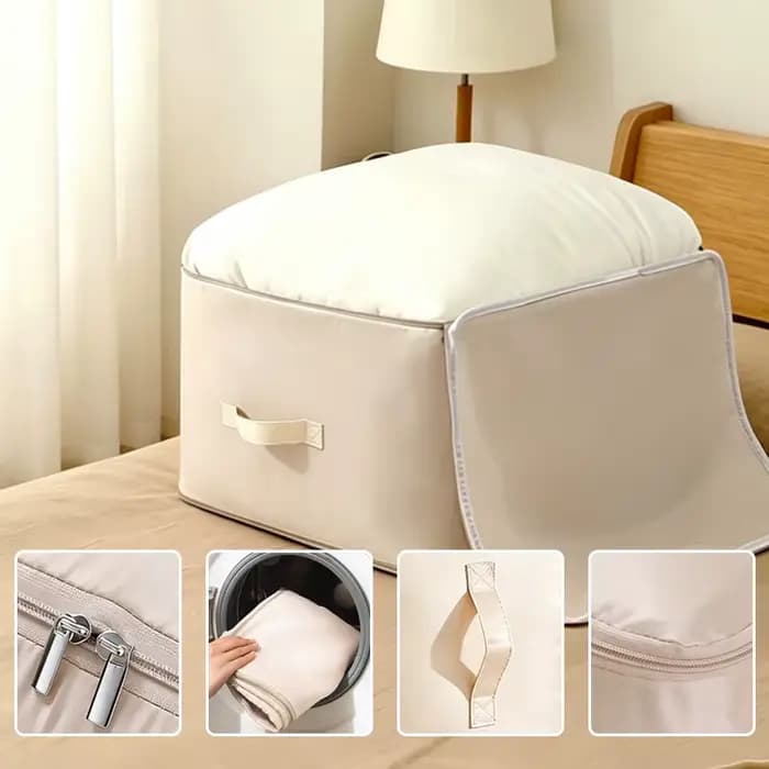 Grand sac de rangement auto-compressible pour couettes
