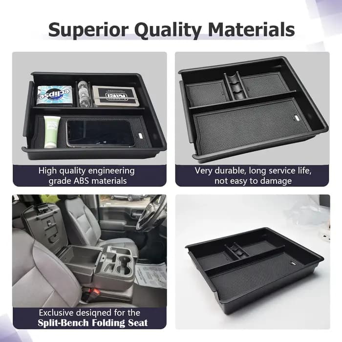 Boîte de rangement pour accoudoir pour Silverado/Sierra 1500 2019-2026