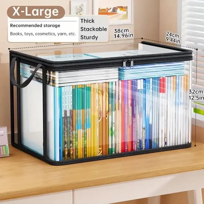 Boîtes de rangement transparentes avec couvercle rabattable - Grands bacs