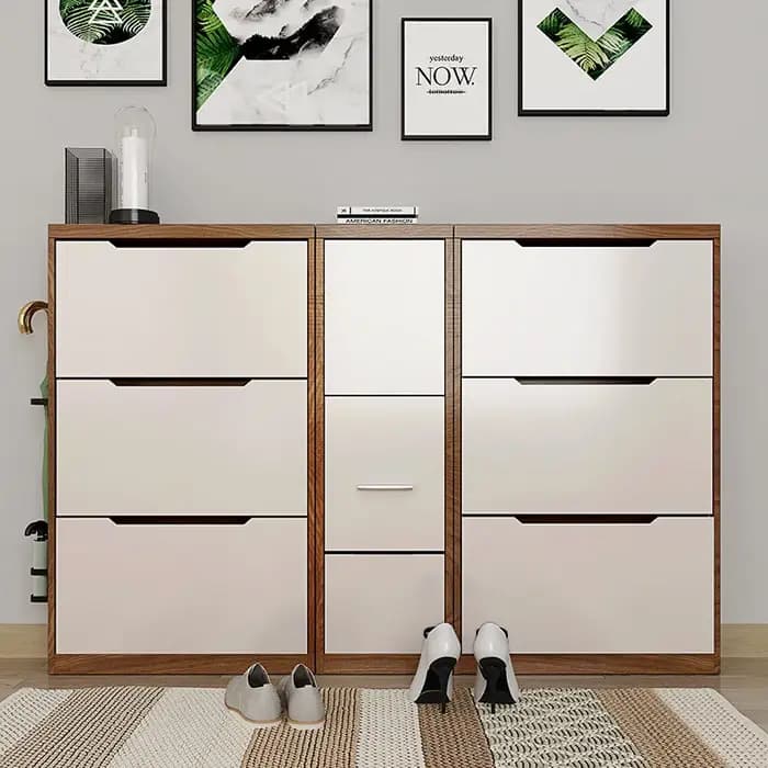 Meuble à chaussures pivotant avec banc d'entrée et rangement pour couloir