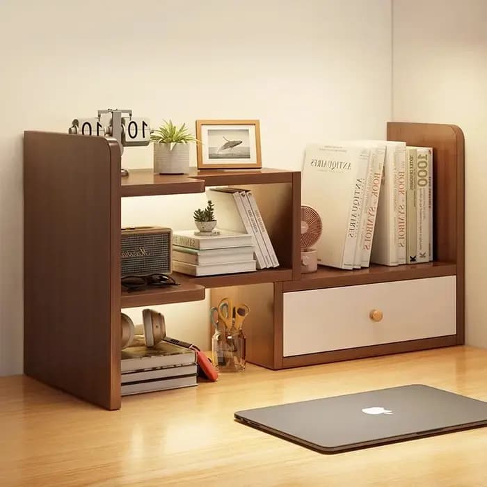 Étagère de rangement de bureau, étagère de rangement pour bureau, étagère de bureau simple multi-niveaux télescopique, petite bibliothèque de bureau à domicile