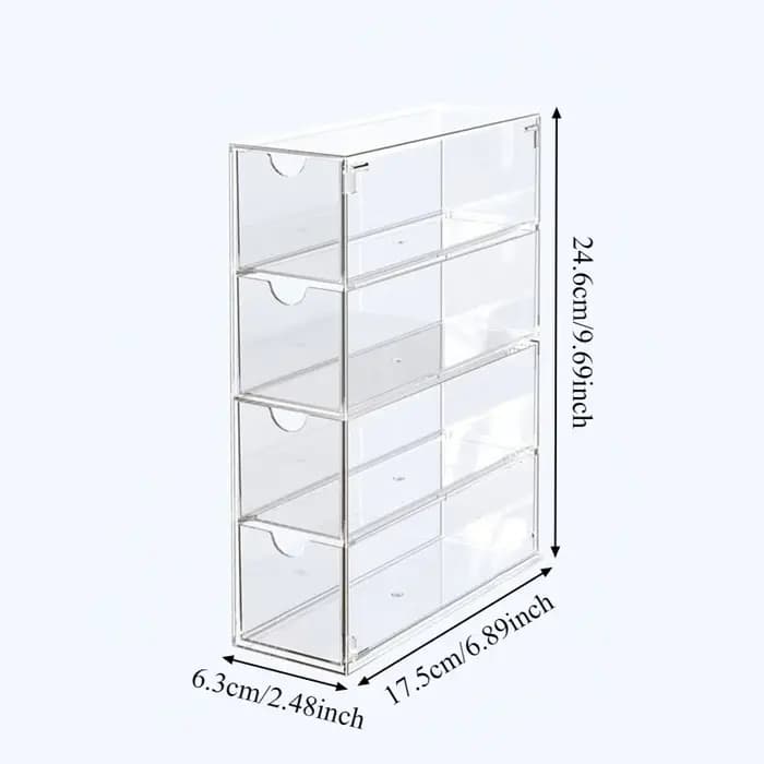 Boîte de rangement pour lunettes en acrylique - Design transparent à quatre niveaux - pour bureau, chambre à coucher, salle de bain - Support organisateur pour lunettes de soleil