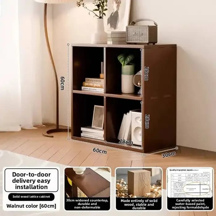 Armoire de rangement vintage en bois massif couleur noyer