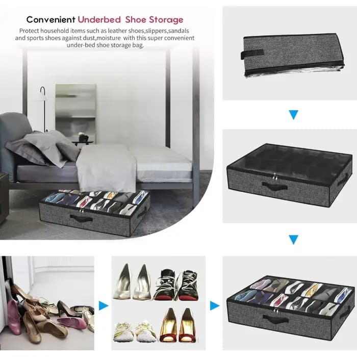 Organisateur de rangement de chaussures robuste sous le lit