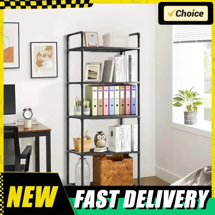 Étagère à 5 niveaux, support de rangement réglable, capacité de 66 lb, étagère sur pied pour cuisine, garde-manger, placard, salle de bain, garage à linge