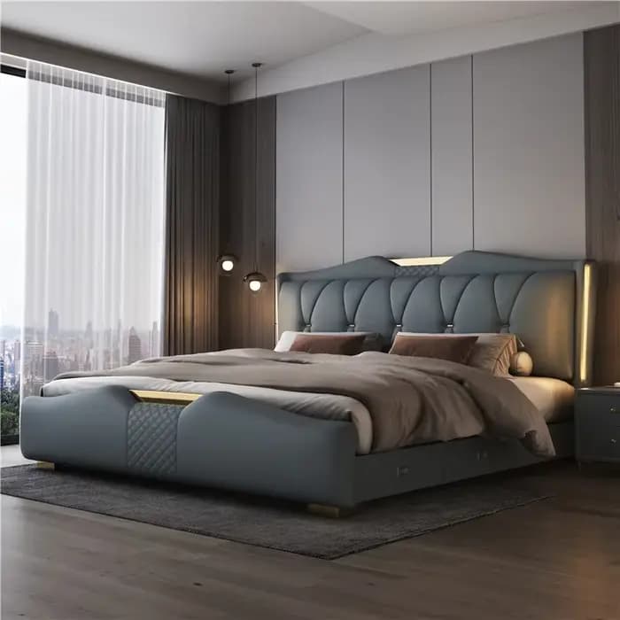 Lit double de luxe 200x220cm avec tête de lit