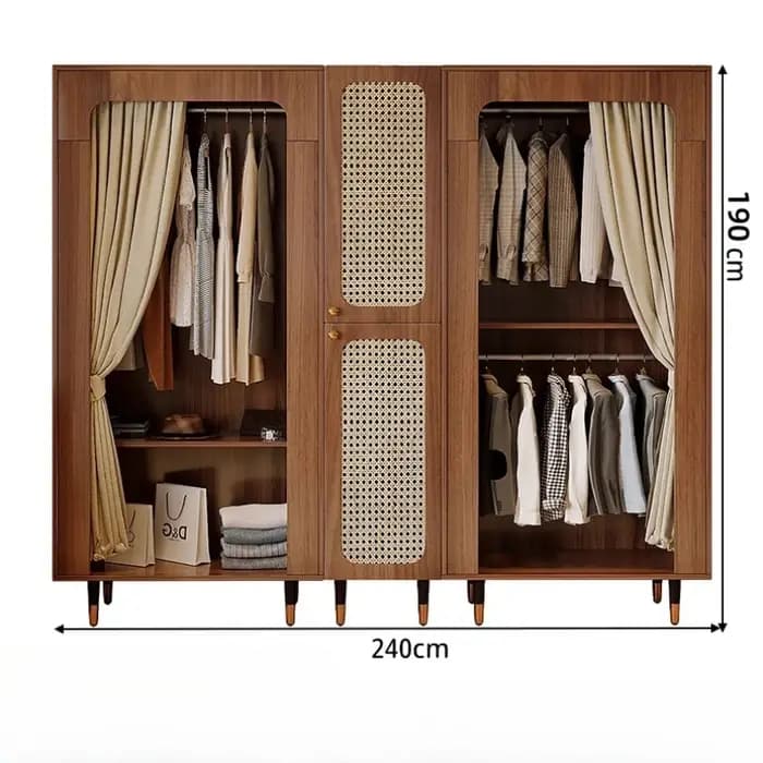 Armoire Vintage en bois rangement femmes vêtements jean placard