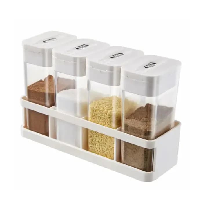 Ensemble de pots à épices avec couvercle, plastique, boîte de rangement d'assaisonnement, transparen