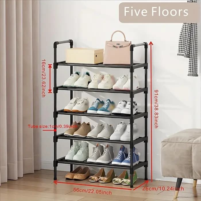 Étagère à chaussures en métal à plusieurs niveaux, organisateur empilable autoportant noir, gain de