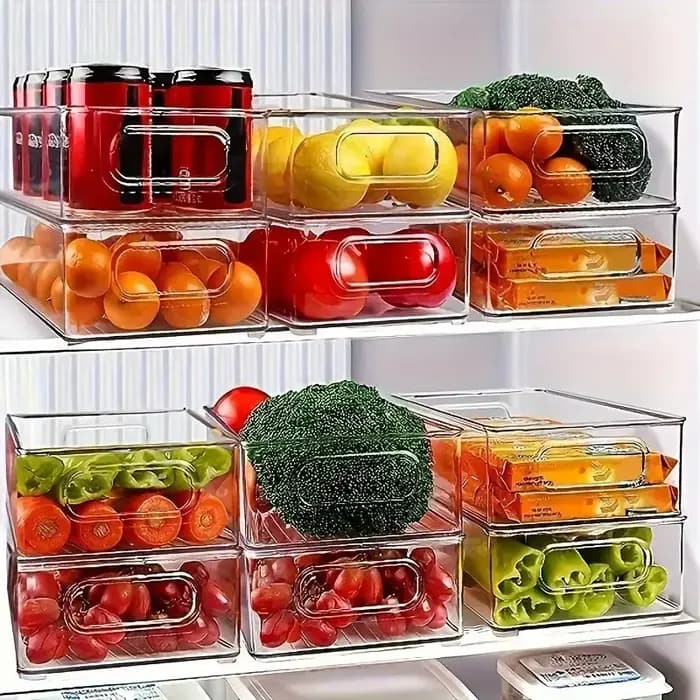 Boîte de rangement alimentaire empilable pour réfrigérateur avec poignée