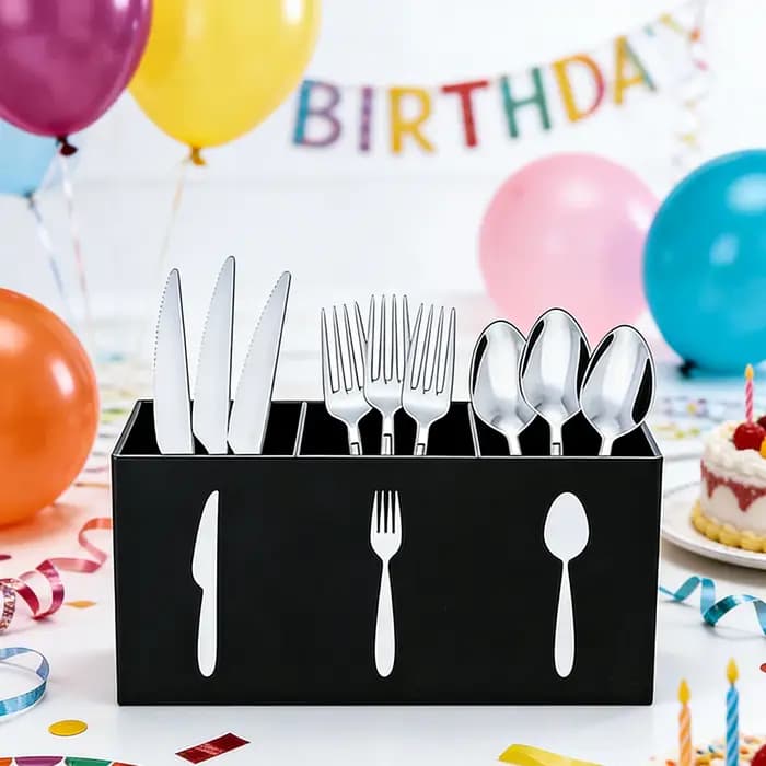 Boîte de rangement pour couverts, décoration de fête d'anniversaire, organisateur de comptoir de cuisine, table à manger, restaurant, support pour fourchettes, couteaux, cuillères