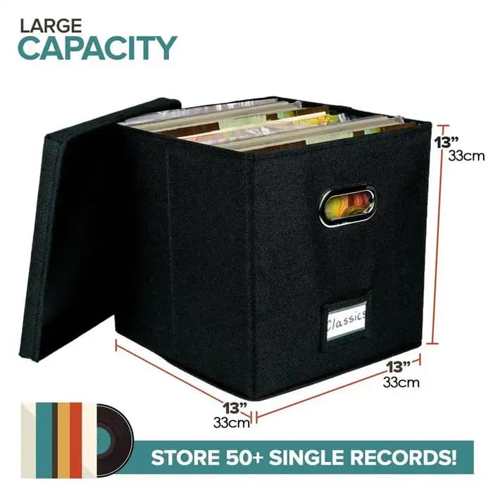 Boîte de rangement pour disques vinyles, grande capacité, pliable, pour 50 albums LP, organisateur e