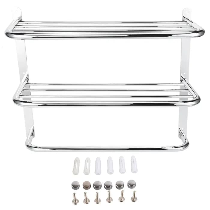 Étagère à serviettes à 3 niveaux en acier inoxydable, support mural avec barres porte-serviettes, ét
