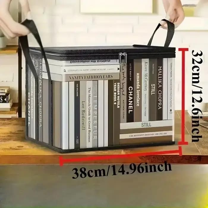 Lot de 2 grandes boîtes de rangement transparentes avec couvercle rabattable - avec cadre noir
