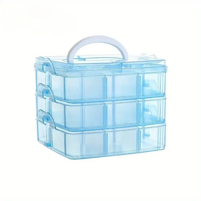 Boîte de rangement transparente à 3 couches et 18 compartiments