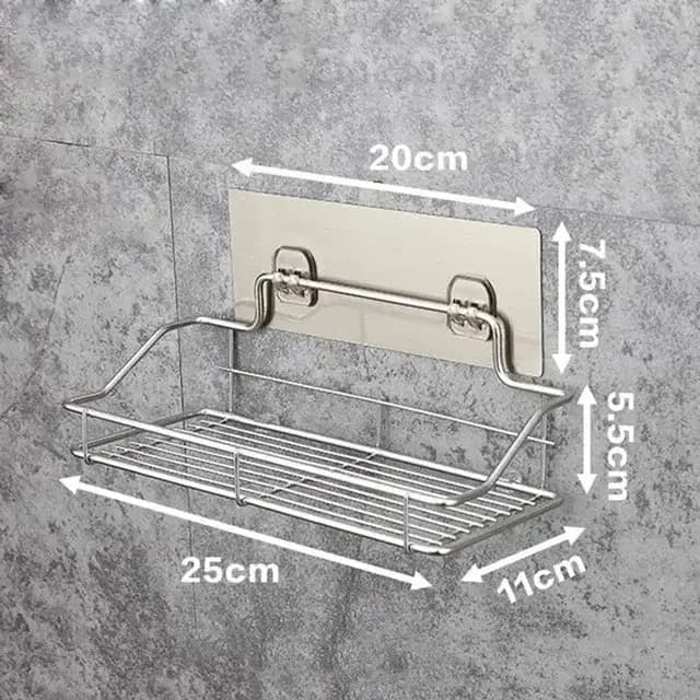Étagère de rangement de salle de bain en acier inoxydable, étagère de douche sans poinçon, cuisine,