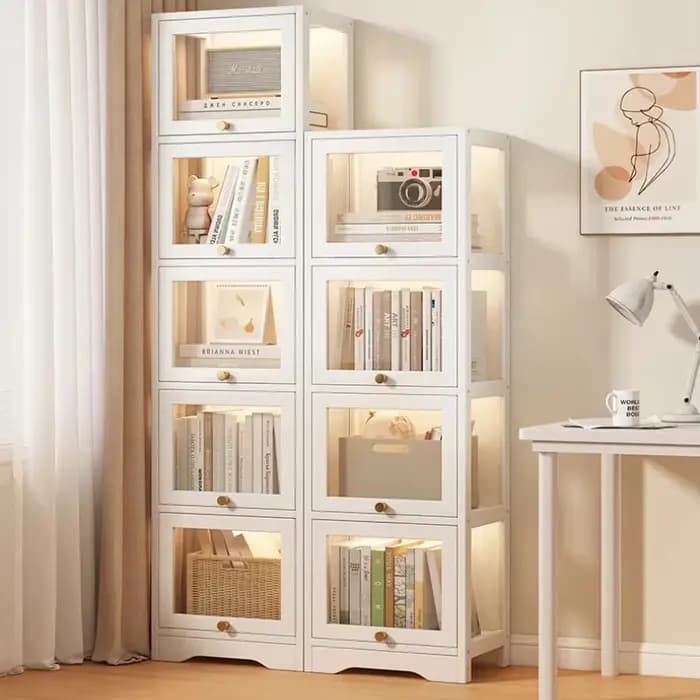 Armoire à livres moderne en acrylique transparent avec portes