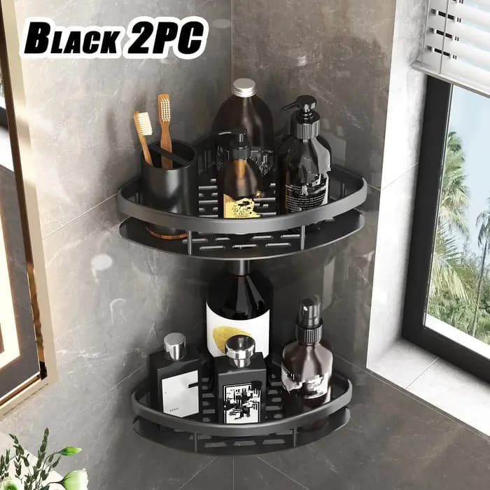 Étagère de salle de bain en alliage d'aluminium, support de shampoing, organisateur de rangement de maquillage, étagère de douche, accessoires de salle de bains, étagère d'angle murale sans perceuse