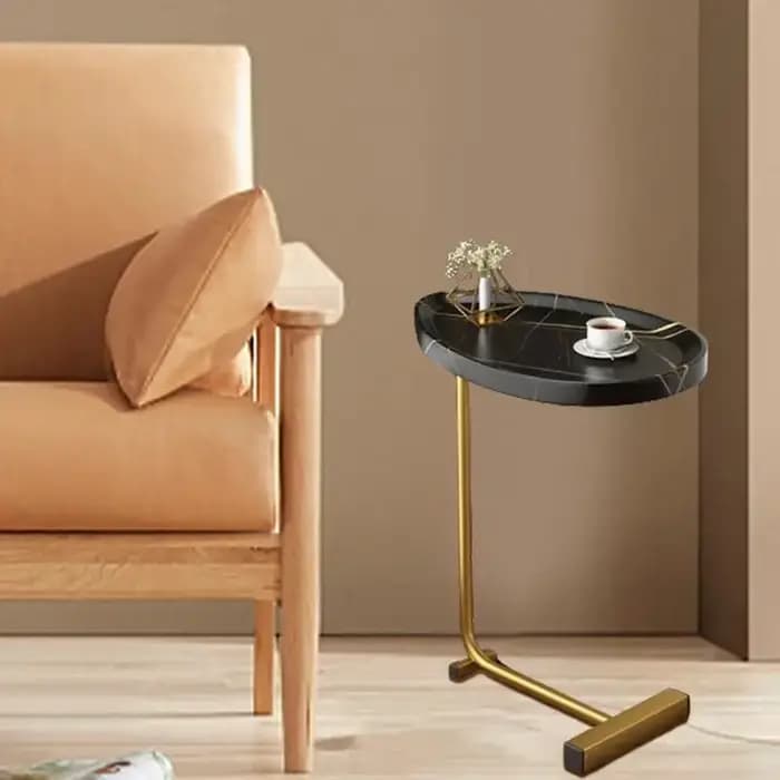 Table de bout en forme de C pour café et thé, canapé fin, petit meuble TV, cadre en métal, étroit, r