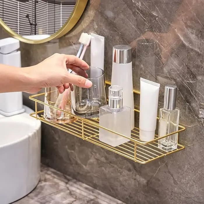 Étagère de rangement de salle de bain en métal sans perçage