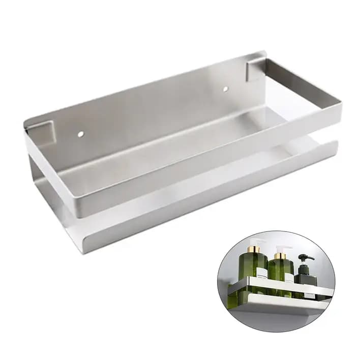 HOShelf-Porte-shampooing carré auto-adhésif en acier inoxydable, support mural de douche, rangement