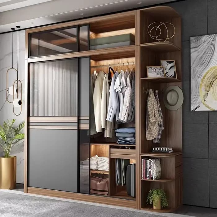 Armoire nordique portes d'armoire coulissantes chambre placards ouverts armoires