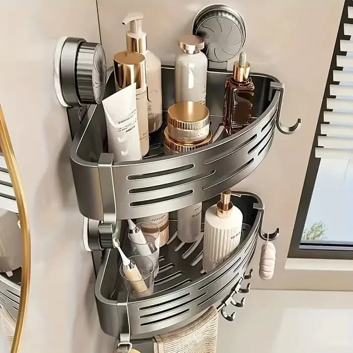Étagère de salle de bain à ventouse peu encombrante