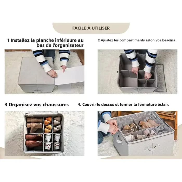 Boîte de rangement de chaussures pliable – Organisateur anti-poussière