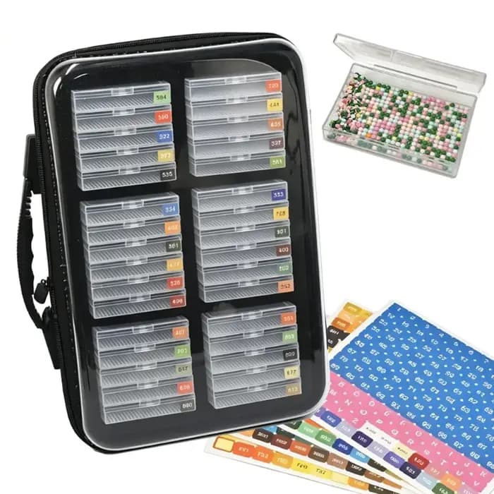 Ensemble de boîtes de rangement transparentes pour peinture diamant avec sac à poignée