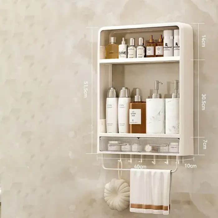 HOStorage T1 HOWash-Table Murale Non Perforée pour Stockage de Produits de Soins de la Peau