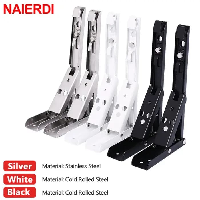 NAIERDI 8-14 pouces 2 pièces Support pliant en acier inoxydable blanc noir
