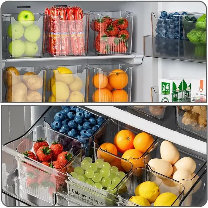 Lot de 3 organiseurs de réfrigérateur - Boîtes de rangement pour porte latérale