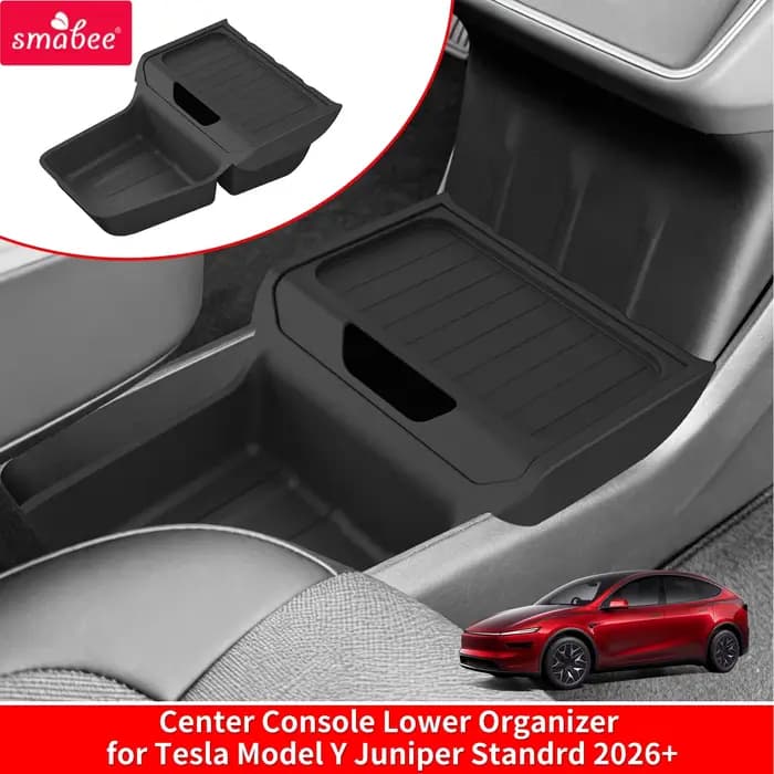 Smabee pour Tesla Model Y Juniper RWD Standard 2026 2025 – Boîte de rangement centrale inférieure en TPE