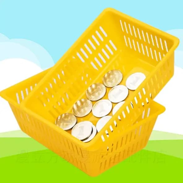 Mir de rangement en plastique jaune, petits paniers d'organisation
