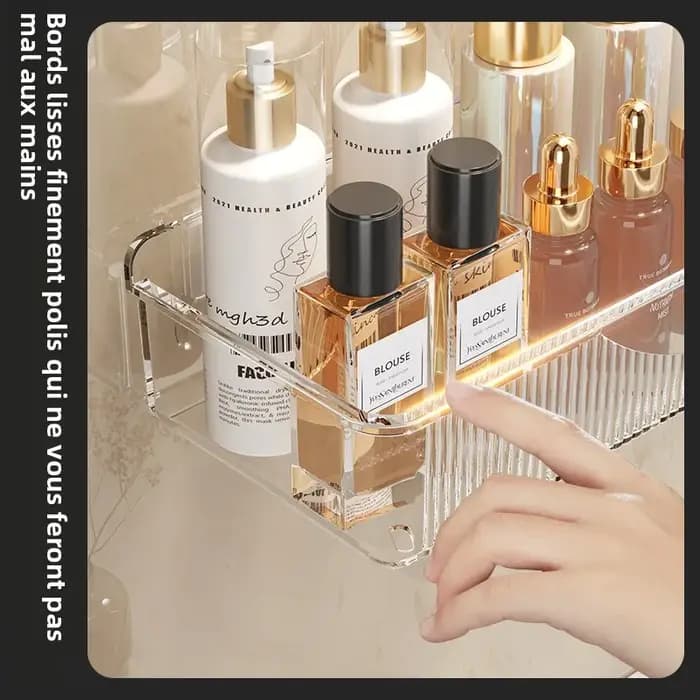 Étagère murale de rangement pour cosmétiques et soins de la peau pour salle de bain