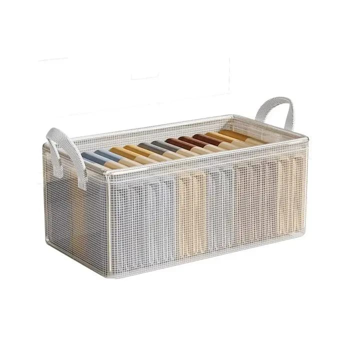 Boîte de rangement transparente pliable pour vêtements de garde-robe, organisateur de pantalons supe