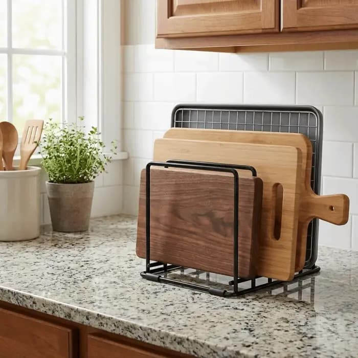Étagère de rangement pour casseroles en métal robuste