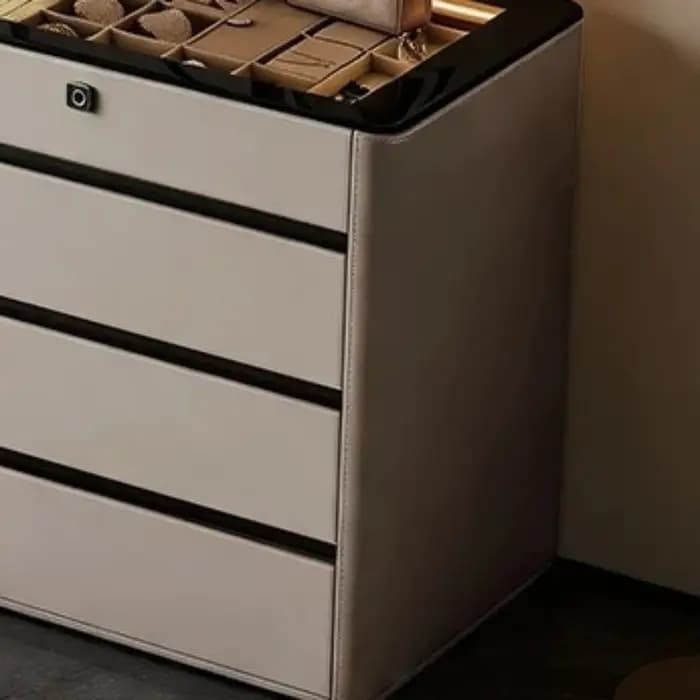 Cassettiera en bois de luxe italienne avec poignées dissimulées pour salon et chambre, accessoires de maison
