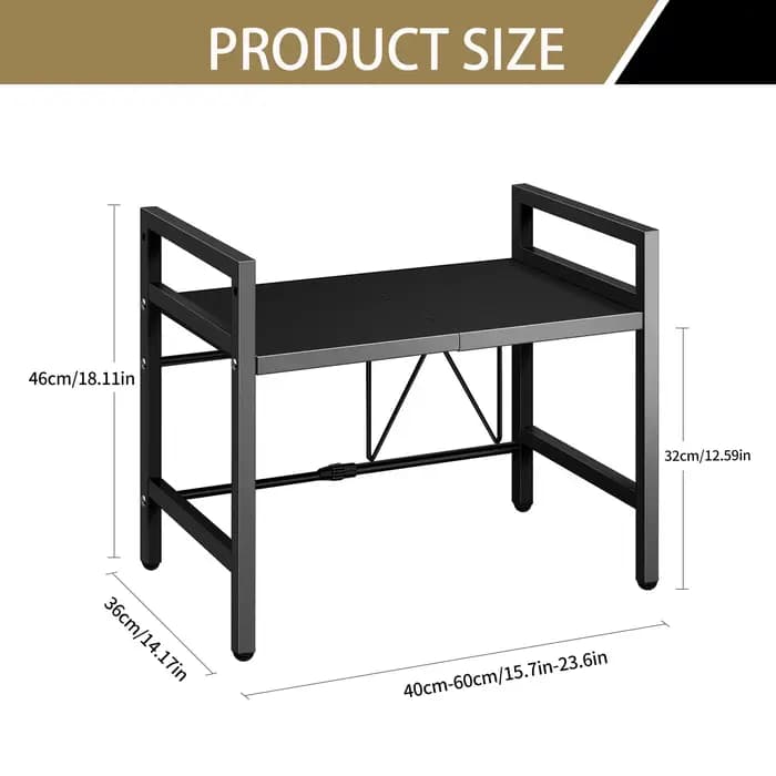 1pc Organiseur d'étagère extensible pour micro-ondes 42-64cm, Organiseur de comptoir pour micro-ondes résistant à l'humidité et à la rouille, Rangement de vaisselle