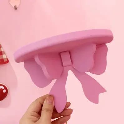 Étagères de chambre à coucher à nœud rose Kawaii japonais, rangement mural en bois cosmétique, décor