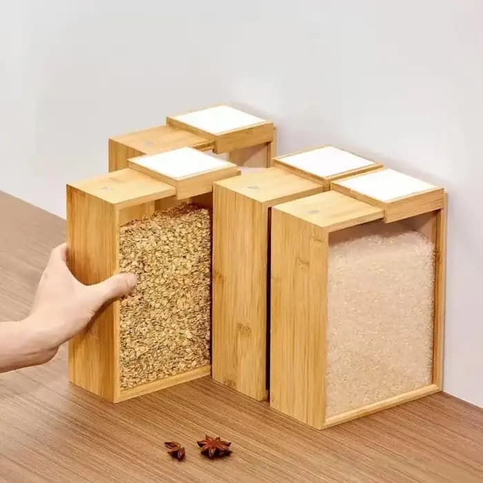 Boîte de rangement en bois avec fenêtre transparente
