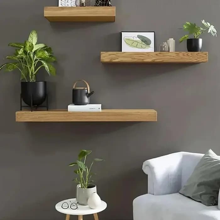 Étagère Murale Flottante en Bois avec Compartiment Secret