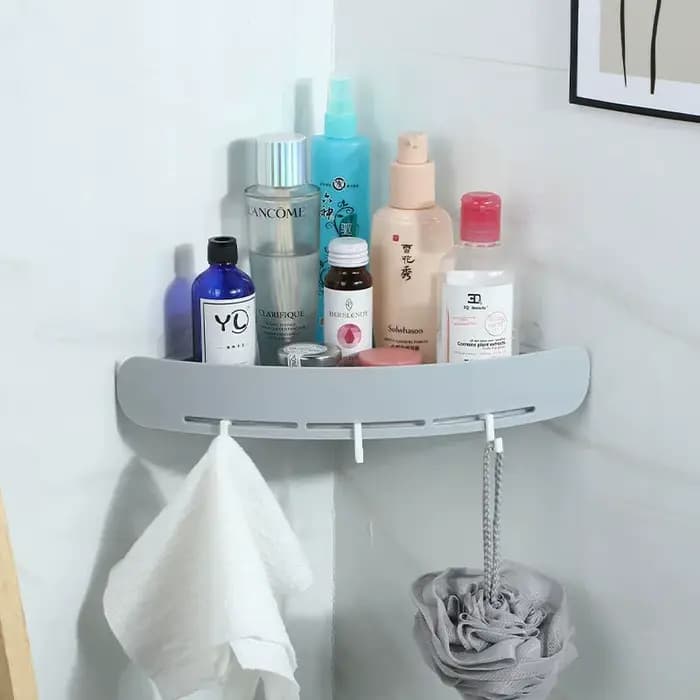 Étagère d'angle murale en plastique pour salle de bain