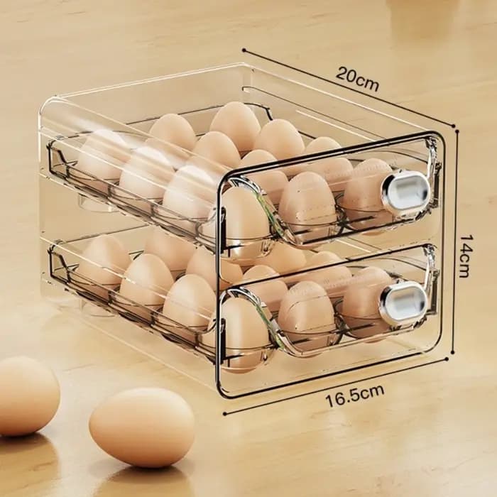Boîte de rangement pour œufs à double niveau de type tiroir pour le réfrigérateur – Un indispensable pour garder les aliments frais et organiser votre cuisine