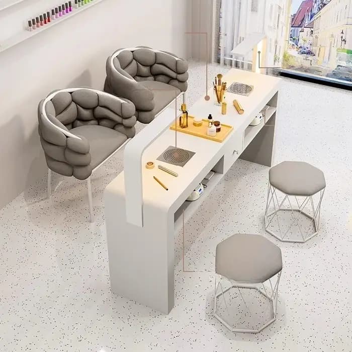 Étagère intégrée bureaux à ongles fournitures de rangement aspirateur