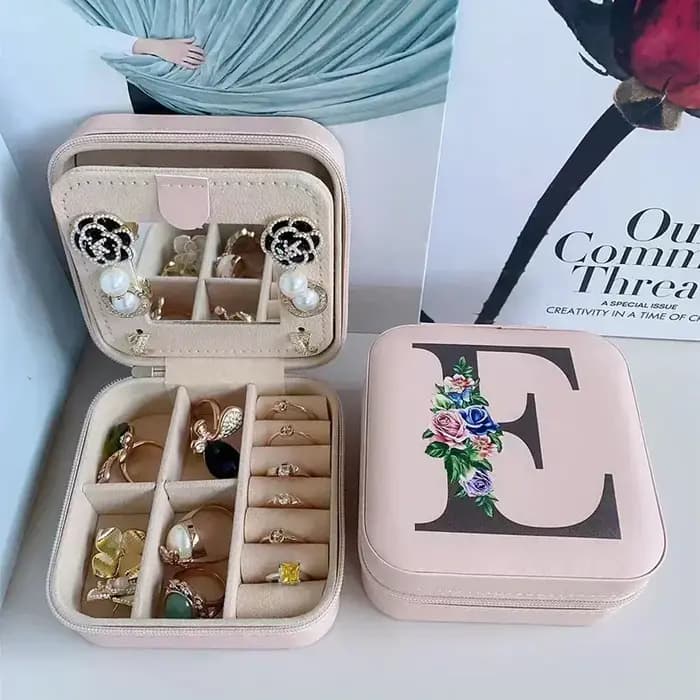Boîte à bijoux en cuir personnalisée avec fermeture éclair