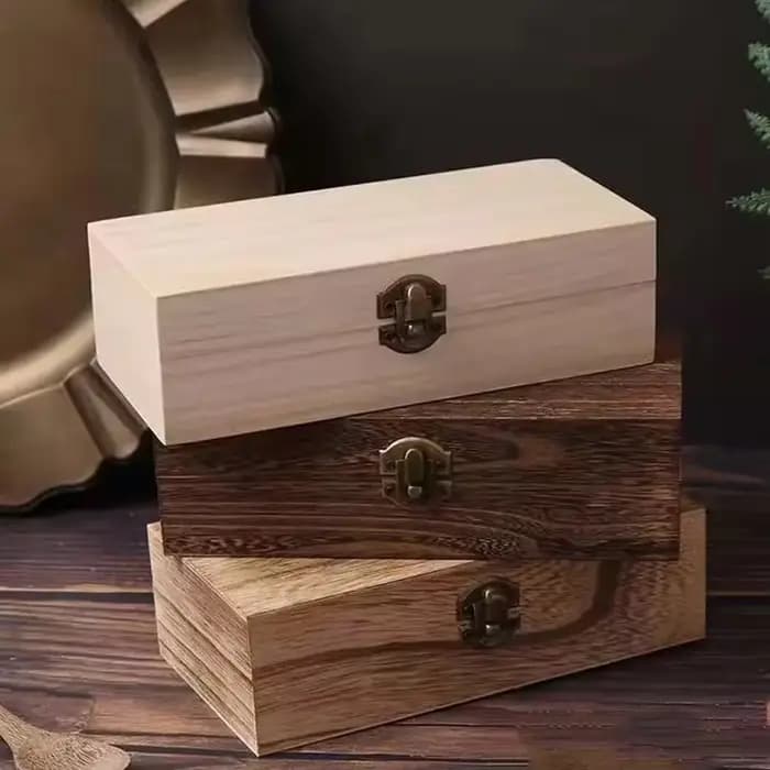 Boîte de rangement rectangulaire rétro en bois
