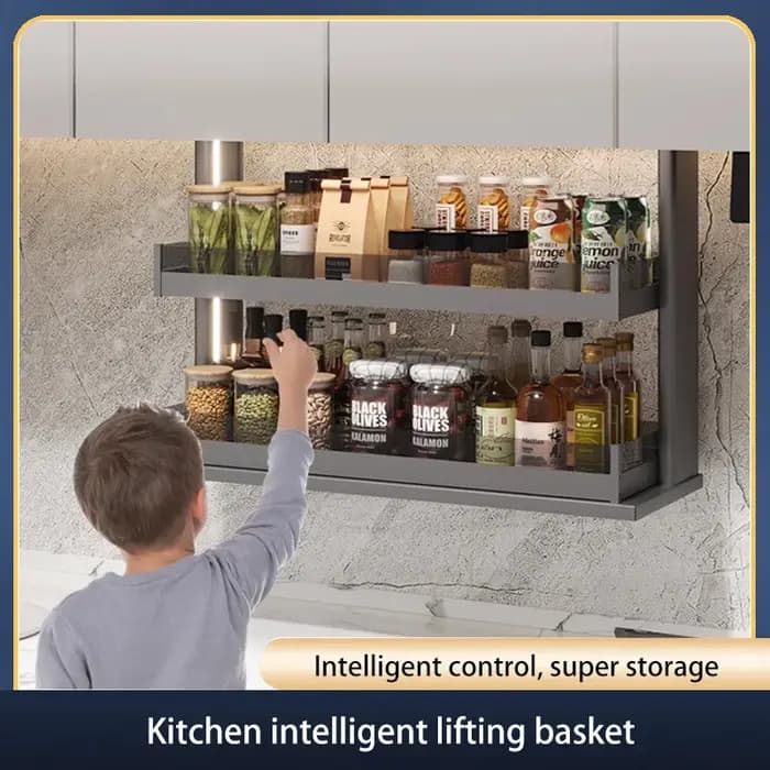 Armoire de cuisine électrique à tirage vertical commandée par la voix