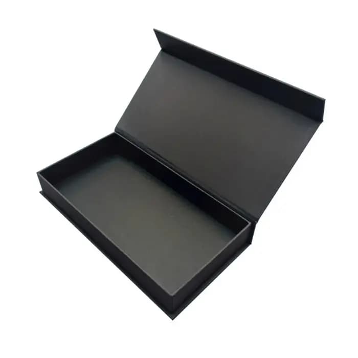 Boîte d'emballage et d'expédition à couvercle magnétique rectangulaire, marron blanc et noir, boîte-