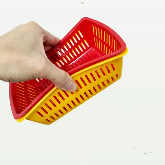 Mir de rangement en plastique jaune, petits paniers d'organisation